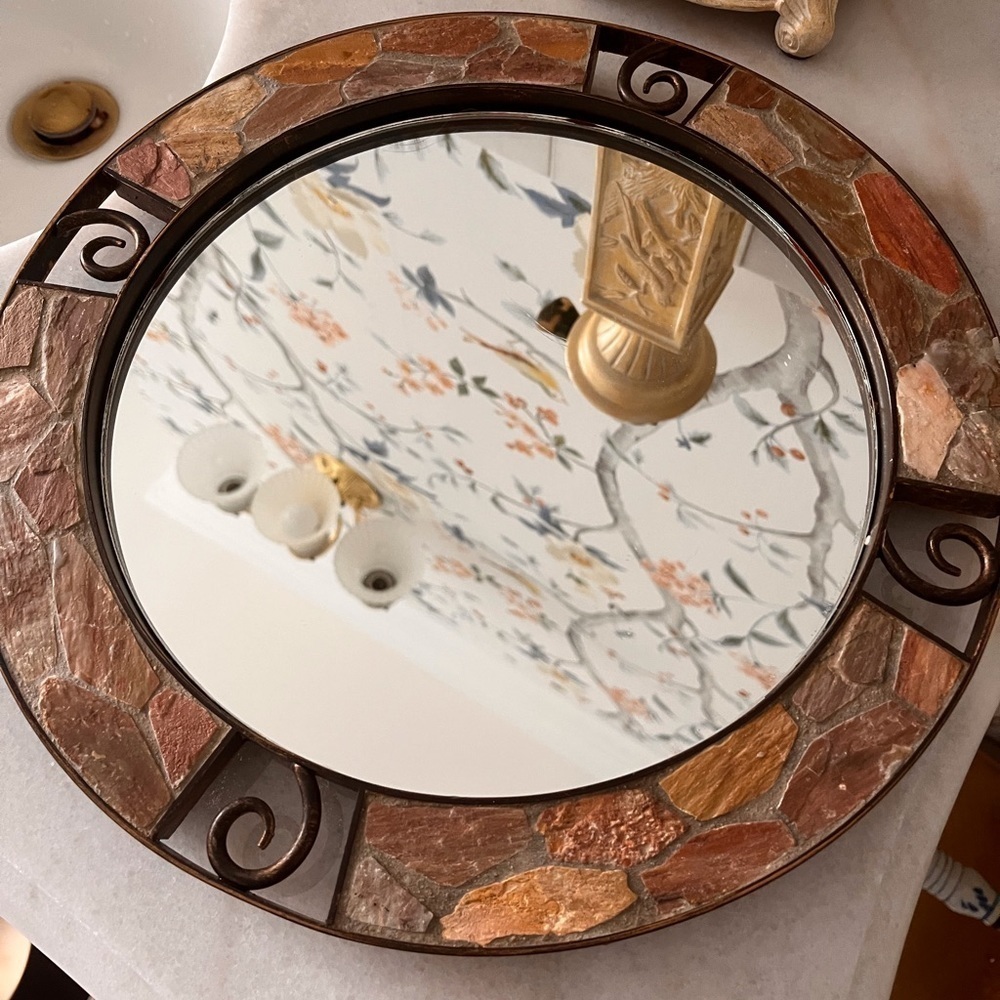 Stone and metal vanity tray round - Picture 2 of 9